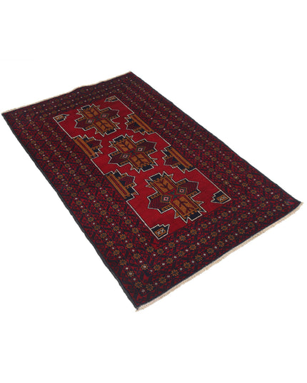 Baluch 2' 11" X 4' 10" Hand Knotted Wool Rug 2' 11" X 4' 10" (89 X 147) / Red / Wool