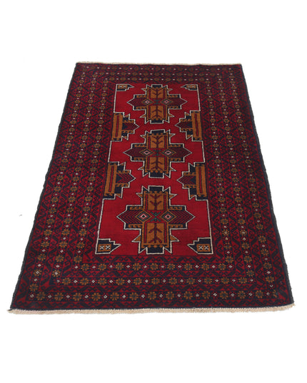Baluch 2' 11" X 4' 10" Hand Knotted Wool Rug 2' 11" X 4' 10" (89 X 147) / Red / Wool