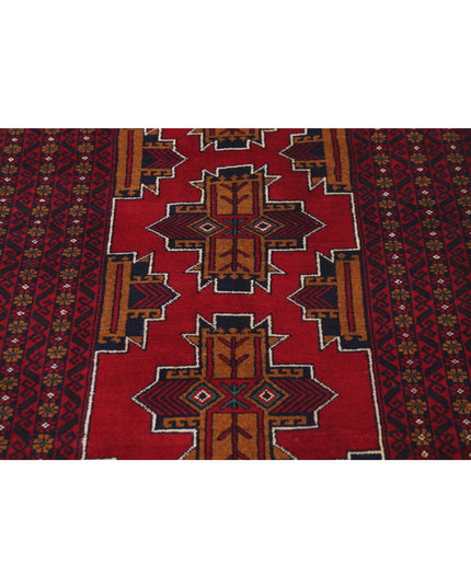 Baluch 2' 11" X 4' 10" Hand Knotted Wool Rug 2' 11" X 4' 10" (89 X 147) / Red / Wool