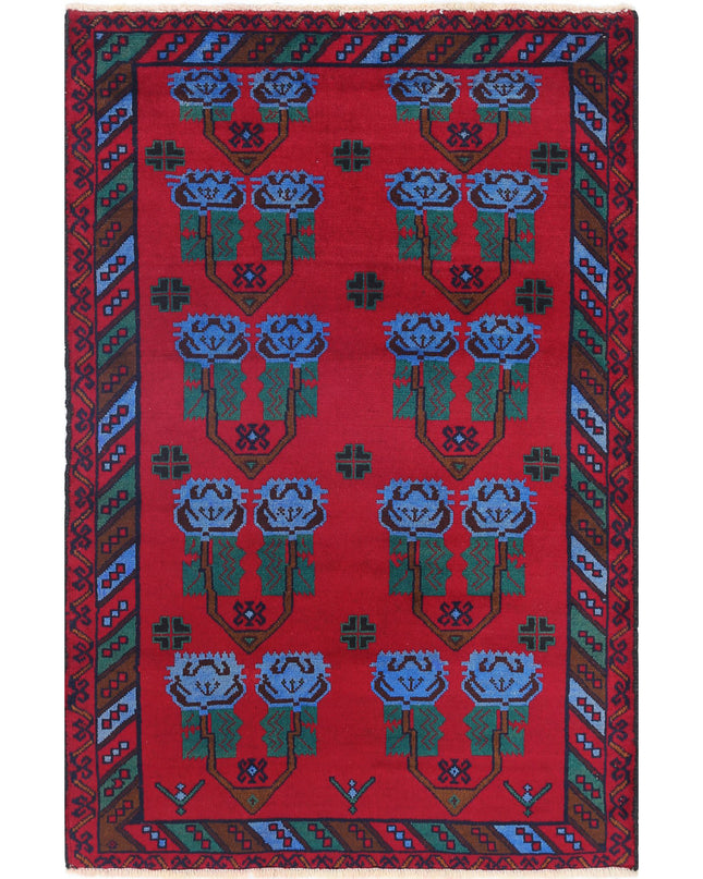 Baluch 2' 11" X 4' 5" Hand Knotted Wool Rug 2' 11" X 4' 5" (89 X 135) / Red / Wool