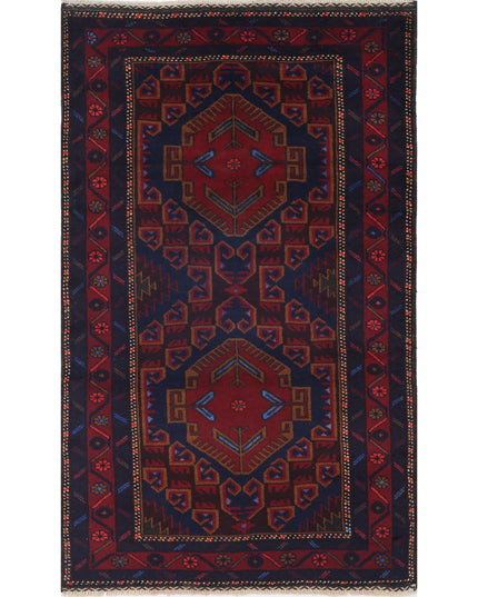Baluch 2' 11" X 5' 0" Hand Knotted Wool Rug 2' 11" X 5' 0" (89 X 152) / Red / Wool