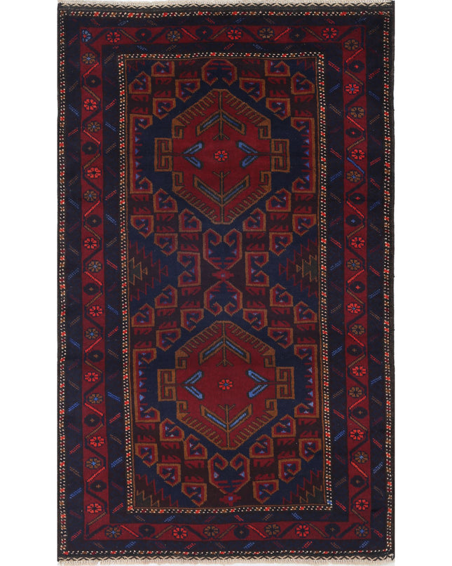 Baluch 2' 11" X 5' 0" Hand Knotted Wool Rug 2' 11" X 5' 0" (89 X 152) / Red / Wool