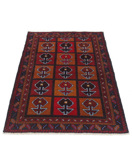 Baluch 2' 11" X 4' 5" Hand Knotted Wool Rug 2' 11" X 4' 5" (89 X 135) / Red / Wool