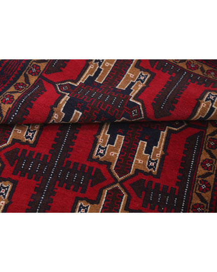 Baluch 3' 2" X 4' 11" Hand Knotted Wool Rug 3' 2" X 4' 11" (97 X 150) / Red / Wool