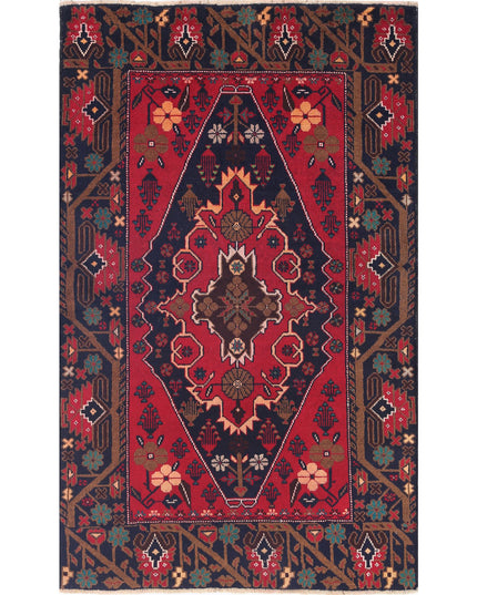 Baluch 2' 10" X 4' 10" Hand Knotted Wool Rug 2' 10" X 4' 10" (86 X 147) / Red / Wool