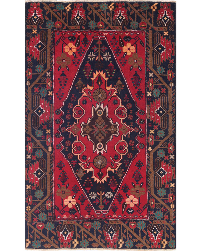 Baluch 2' 10" X 4' 10" Hand Knotted Wool Rug 2' 10" X 4' 10" (86 X 147) / Red / Wool
