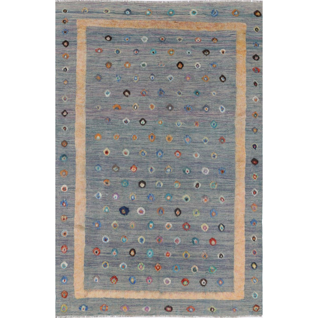 Berjesta Kilim Hand-Woven Wool Kilim IVA0017270 - Natalia Rugs