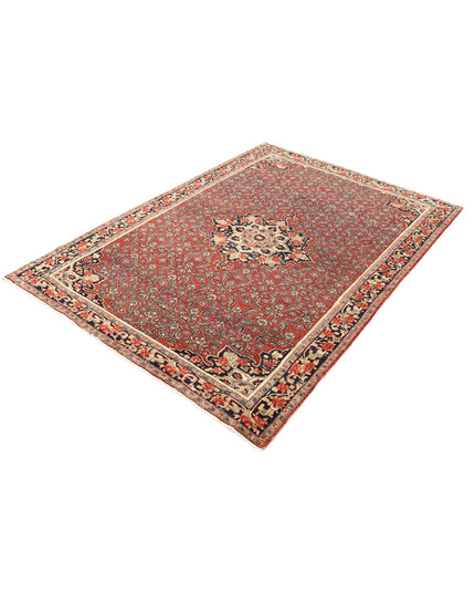 Bijar 4' 6" X 6' 5" Hand Knotted Wool Rug 4' 6" X 6' 5" (137 X 196) / Red / Wool