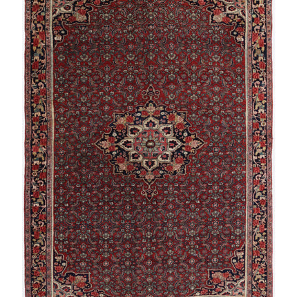 Bijar 4' 6" X 6' 5" Hand Knotted Wool Rug 4' 6" X 6' 5" (137 X 196) / Red / Wool
