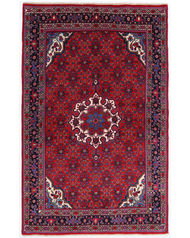 Bijar 3' 11" X 6' 3" Hand Knotted Wool Rug 3' 11" X 6' 3" (119 X 191) / Red / Wool