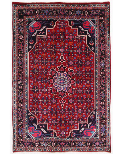Bijar 4' 4" X 6' 7" Hand Knotted Wool Rug 4' 4" X 6' 7" (132 X 201) / Red / Wool