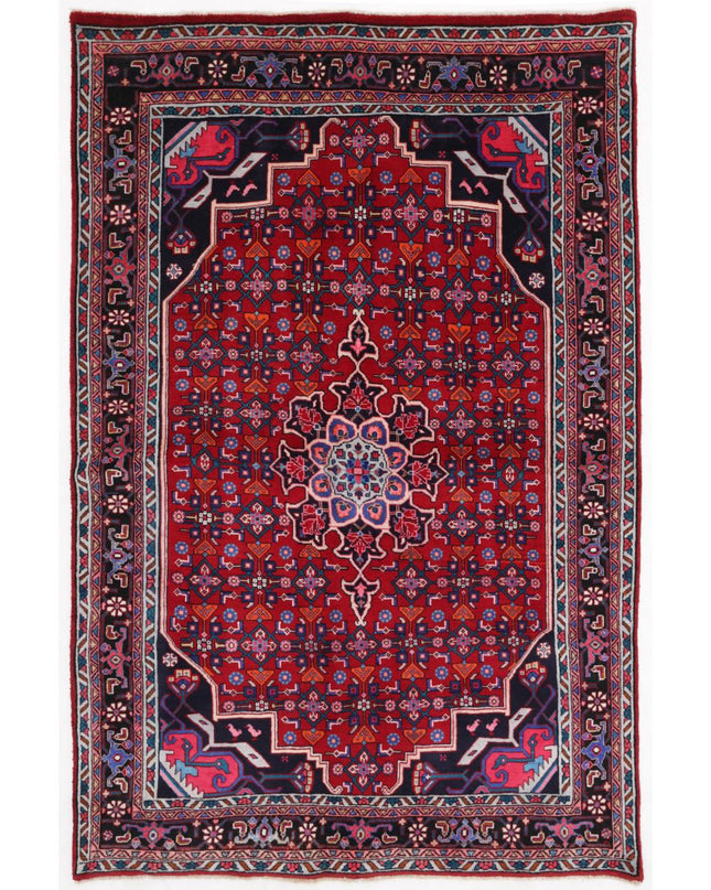 Bijar 4' 4" X 6' 7" Hand Knotted Wool Rug 4' 4" X 6' 7" (132 X 201) / Red / Wool