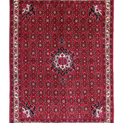 Bijar 7' 1" X 9' 8" Hand Knotted Wool Rug 7' 1" X 9' 8" (216 X 295) / Red / Wool