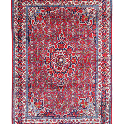 Bijar 6' 9" X 9' 8" Hand Knotted Wool Rug 6' 9" X 9' 8" (206 X 295) / Red / Wool