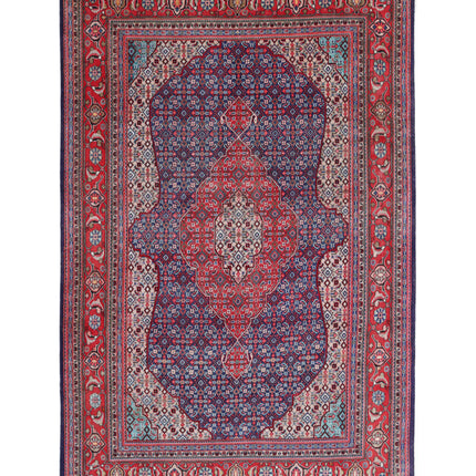 Bijar 6' 7" X 10' 7" Hand Knotted Wool Rug 6' 7" X 10' 7" (201 X 322) / Blue / Wool
