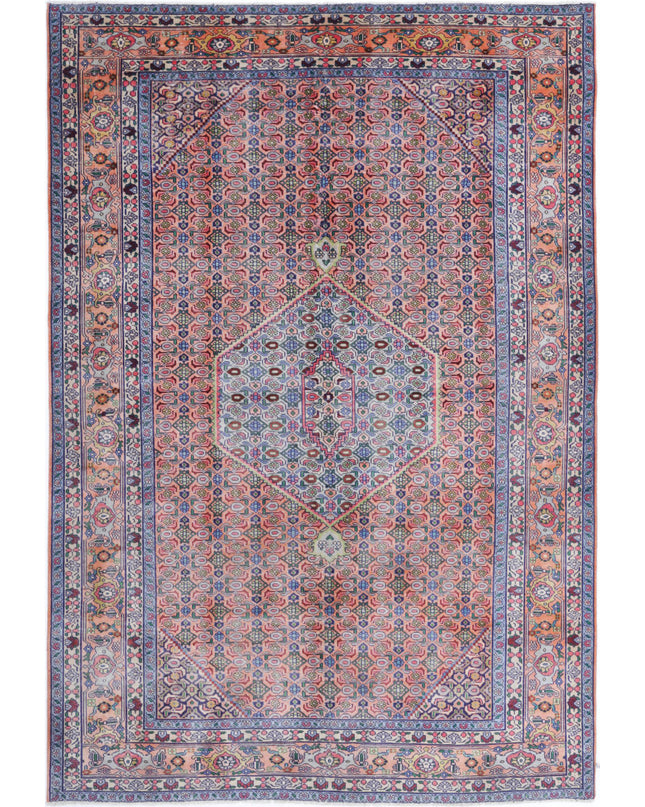 Bijar 6' 1" X 9' 3" Hand Knotted Wool Rug 6' 1" X 9' 3" (185 X 282) / Peach / Wool