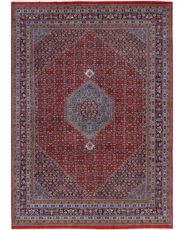 Bijar 7' 3" X 10' 3" Hand Knotted Wool Rug 7' 3" X 10' 3" (221 X 312) / Red / Wool