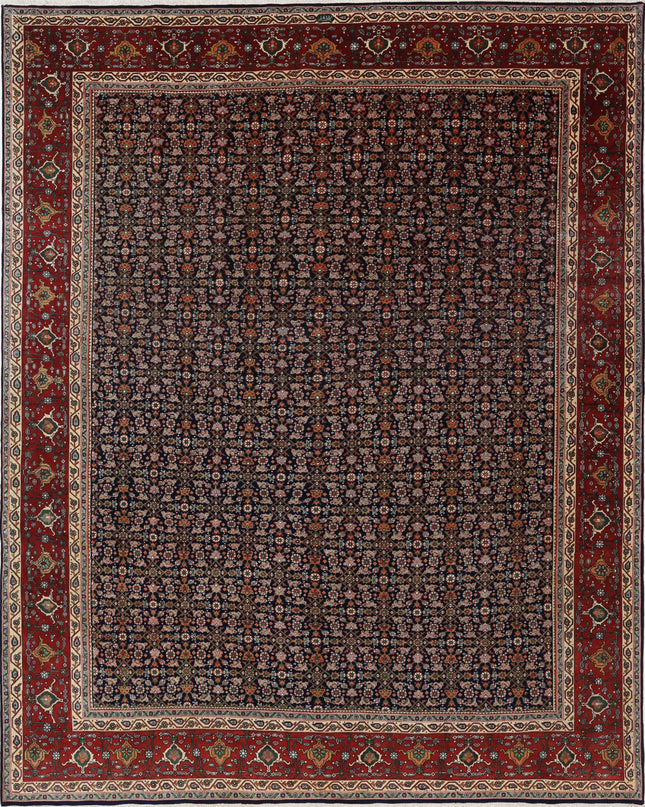 Bijar 9' 11" X 13' 4" Hand Knotted Wool Rug 9' 11" X 13' 4" (302 X 406) / Blue / Wool