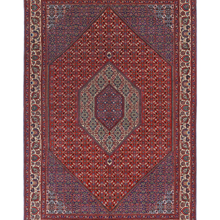 Bijar 6' 7" X 9' 11" Hand Knotted Wool Rug 6' 7" X 9' 11" (201 X 302) / Red / Wool