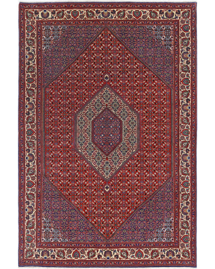 Bijar 6' 7" X 9' 11" Hand Knotted Wool Rug 6' 7" X 9' 11" (201 X 302) / Red / Wool
