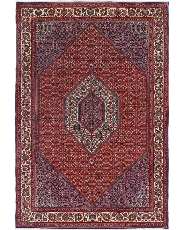 Bijar 6' 7" X 9' 11" Hand Knotted Wool Rug 6' 7" X 9' 11" (201 X 302) / Red / Wool