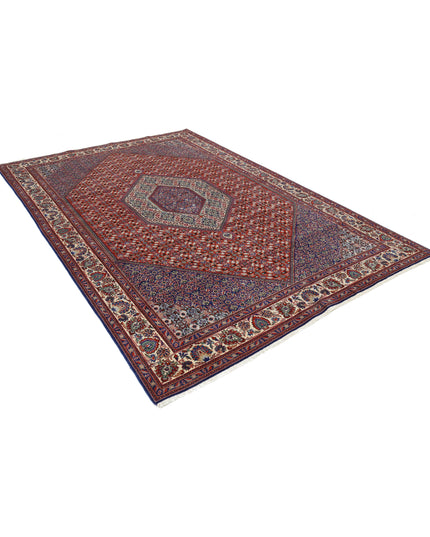 Bijar 6' 7" X 9' 8" Hand Knotted Wool & Silk Rug 6' 7" X 9' 8" (201 X 295) / Red / Wool & Silk