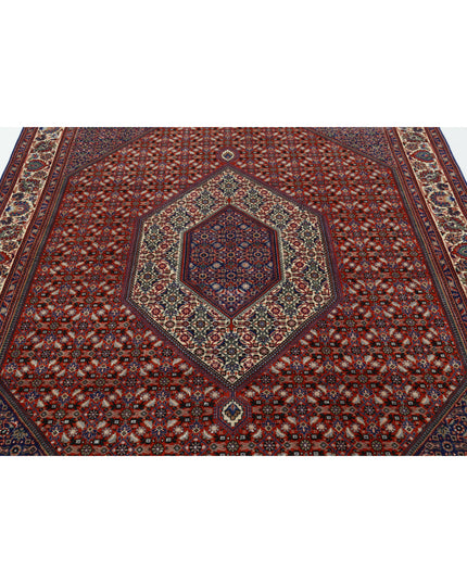 Bijar 6' 7" X 9' 8" Hand Knotted Wool & Silk Rug 6' 7" X 9' 8" (201 X 295) / Red / Wool & Silk