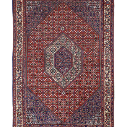 Bijar 6' 7" X 9' 8" Hand Knotted Wool & Silk Rug 6' 7" X 9' 8" (201 X 295) / Red / Wool & Silk