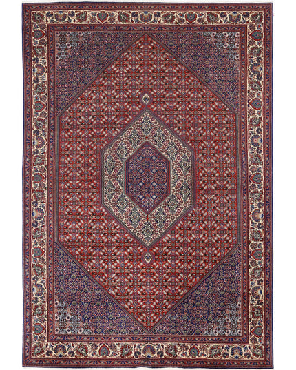 Bijar 6' 7" X 9' 8" Hand Knotted Wool & Silk Rug 6' 7" X 9' 8" (201 X 295) / Red / Wool & Silk