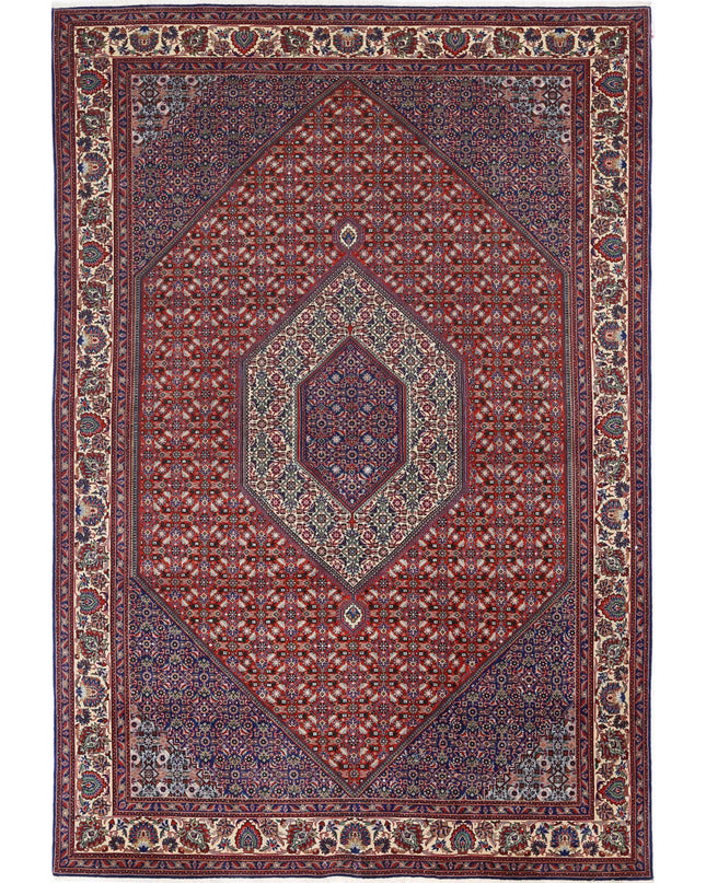 Bijar 6' 7" X 9' 8" Hand Knotted Wool & Silk Rug 6' 7" X 9' 8" (201 X 295) / Red / Wool & Silk