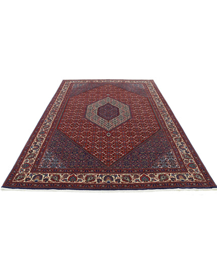Bijar 6' 7" X 10' 0" Hand Knotted Wool & Silk Rug 6' 7" X 10' 0" (201 X 305) / Red / Wool & Silk