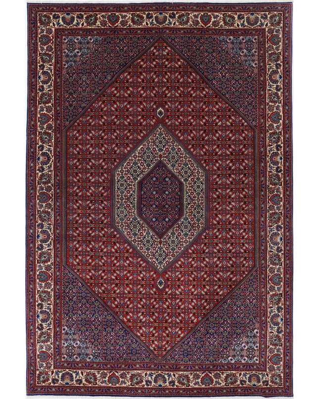 Bijar 6' 7" X 10' 0" Hand Knotted Wool & Silk Rug 6' 7" X 10' 0" (201 X 305) / Red / Wool & Silk