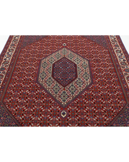 Bijar 6' 7" X 9' 10" Hand Knotted Wool & Silk Rug 6' 7" X 9' 10" (201 X 300) / Red / Wool & Silk