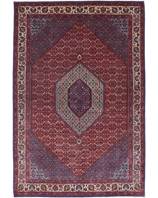 Bijar 6' 7" X 9' 10" Hand Knotted Wool & Silk Rug 6' 7" X 9' 10" (201 X 300) / Red / Wool & Silk