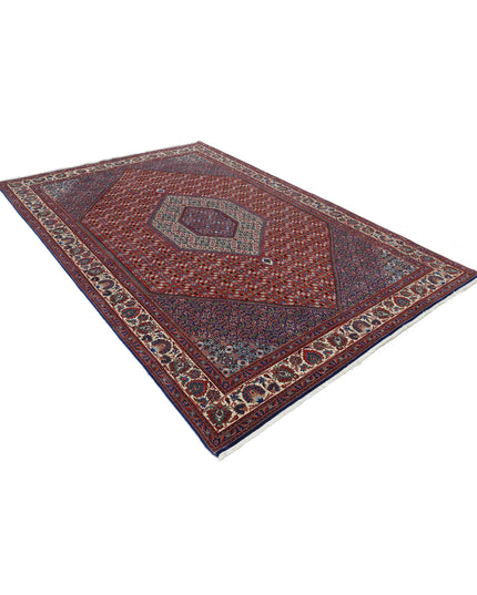 Bijar 6' 6" X 9' 9" Hand Knotted Wool & Silk Rug 6' 6" X 9' 9" (198 X 297) / Red / Wool & Silk