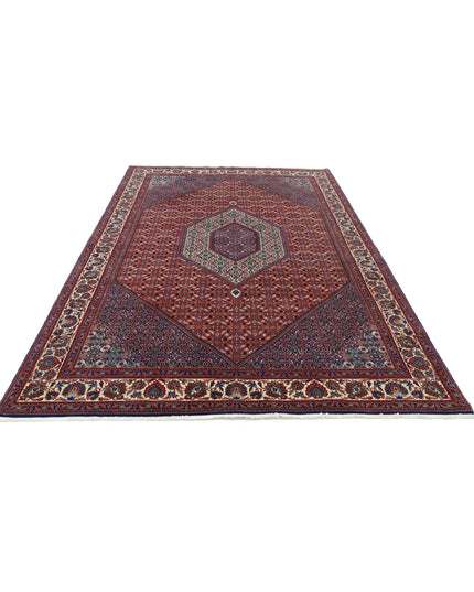 Bijar 6' 6" X 9' 9" Hand Knotted Wool & Silk Rug 6' 6" X 9' 9" (198 X 297) / Red / Wool & Silk