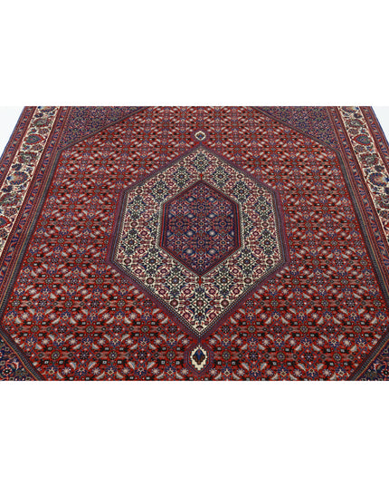 Bijar 6' 6" X 9' 9" Hand Knotted Wool & Silk Rug 6' 6" X 9' 9" (198 X 297) / Red / Wool & Silk