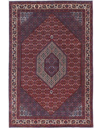 Bijar 6' 6" X 9' 9" Hand Knotted Wool & Silk Rug 6' 6" X 9' 9" (198 X 297) / Red / Wool & Silk