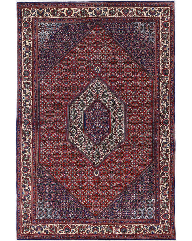 Bijar 6' 6" X 9' 9" Hand Knotted Wool & Silk Rug 6' 6" X 9' 9" (198 X 297) / Red / Wool & Silk