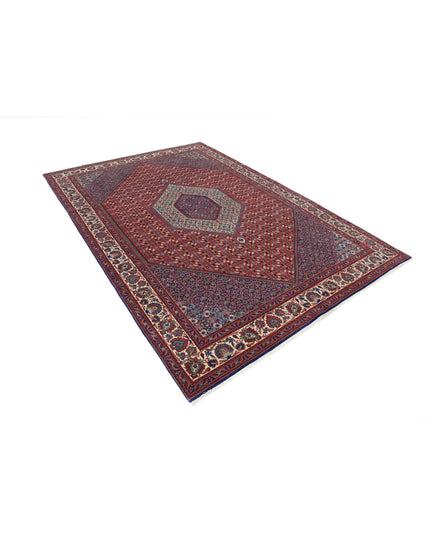 Bijar 6' 7" X 9' 9" Hand Knotted Wool & Silk Rug 6' 7" X 9' 9" (201 X 297) / Red / Wool & Silk