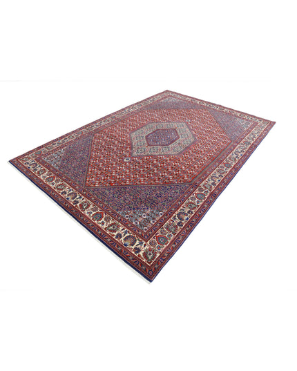 Bijar 6' 7" X 9' 9" Hand Knotted Wool & Silk Rug 6' 7" X 9' 9" (201 X 297) / Red / Wool & Silk