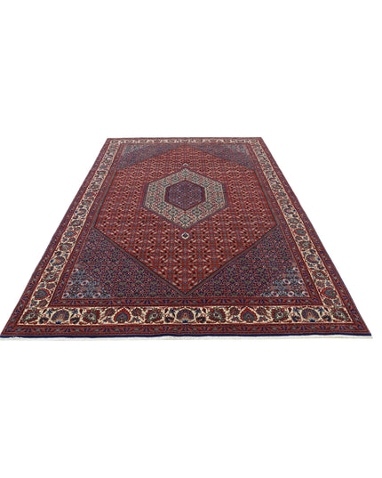 Bijar 6' 7" X 9' 9" Hand Knotted Wool & Silk Rug 6' 7" X 9' 9" (201 X 297) / Red / Wool & Silk