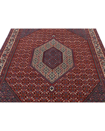 Bijar 6' 7" X 9' 9" Hand Knotted Wool & Silk Rug 6' 7" X 9' 9" (201 X 297) / Red / Wool & Silk