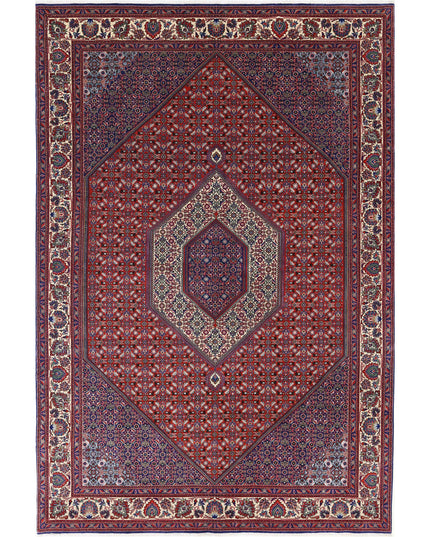 Bijar 6' 7" X 9' 9" Hand Knotted Wool & Silk Rug 6' 7" X 9' 9" (201 X 297) / Red / Wool & Silk