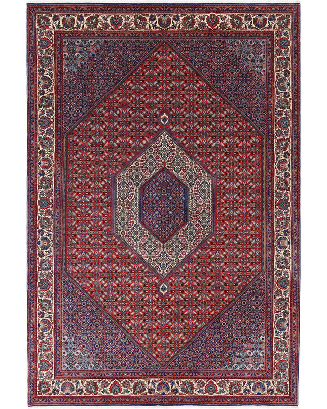 Bijar 6' 7" X 9' 9" Hand Knotted Wool & Silk Rug 6' 7" X 9' 9" (201 X 297) / Red / Wool & Silk