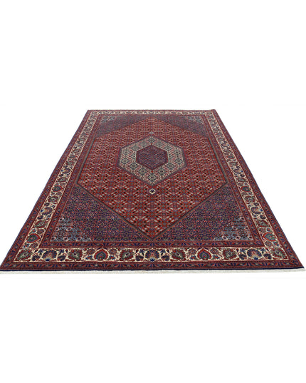 Bijar 6' 7" X 9' 9" Hand Knotted Wool & Silk Rug 6' 7" X 9' 9" (201 X 297) / Red / Wool & Silk