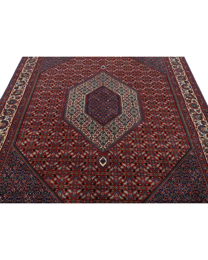 Bijar 6' 7" X 9' 9" Hand Knotted Wool & Silk Rug 6' 7" X 9' 9" (201 X 297) / Red / Wool & Silk