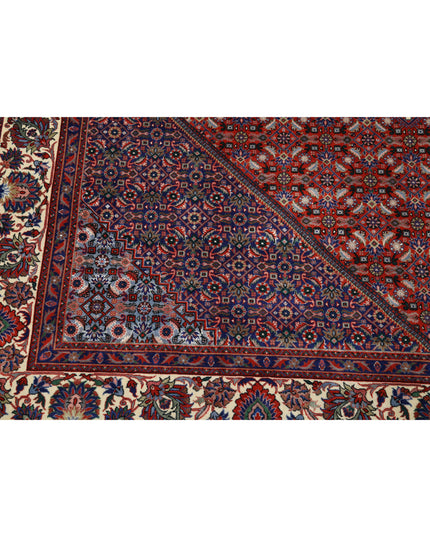 Bijar 6' 7" X 9' 9" Hand Knotted Wool & Silk Rug 6' 7" X 9' 9" (201 X 297) / Red / Wool & Silk