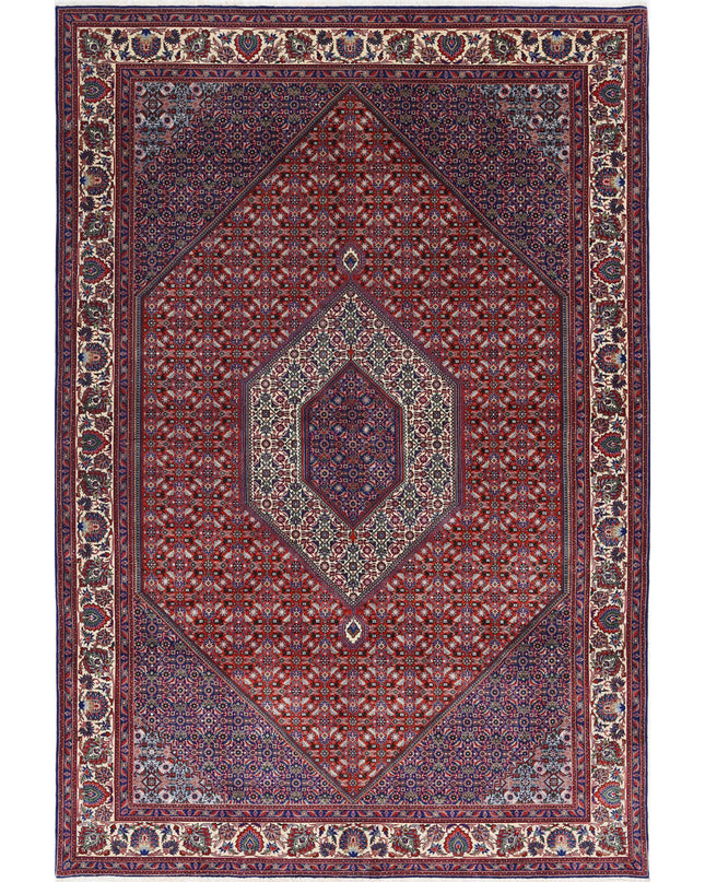 Bijar 6' 7" X 9' 9" Hand Knotted Wool & Silk Rug 6' 7" X 9' 9" (201 X 297) / Red / Wool & Silk