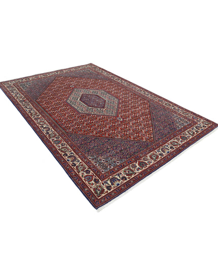 Bijar 6' 7" X 9' 9" Hand Knotted Wool & Silk Rug 6' 7" X 9' 9" (201 X 297) / Red / Wool & Silk